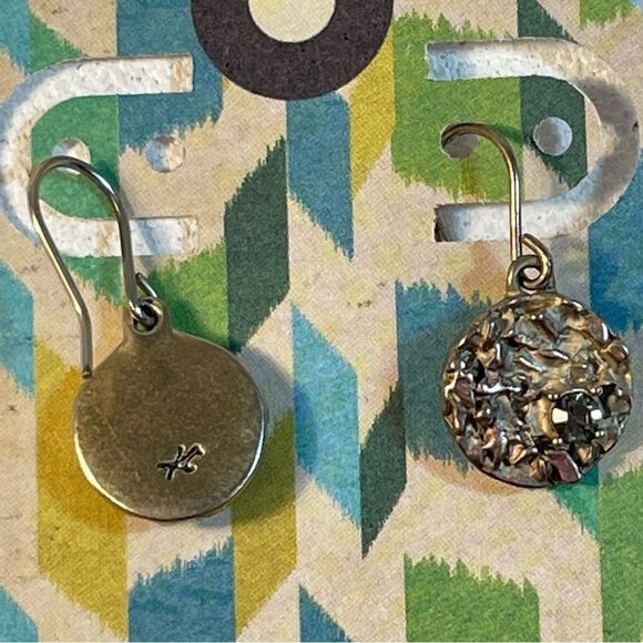 Druzy Drop Earrings artist signed with crystal set in druzy form - Picture 4 of 8